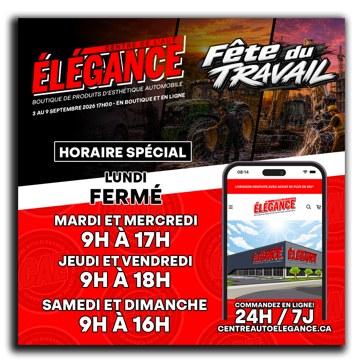 Horaire spécial — Fête du Travail