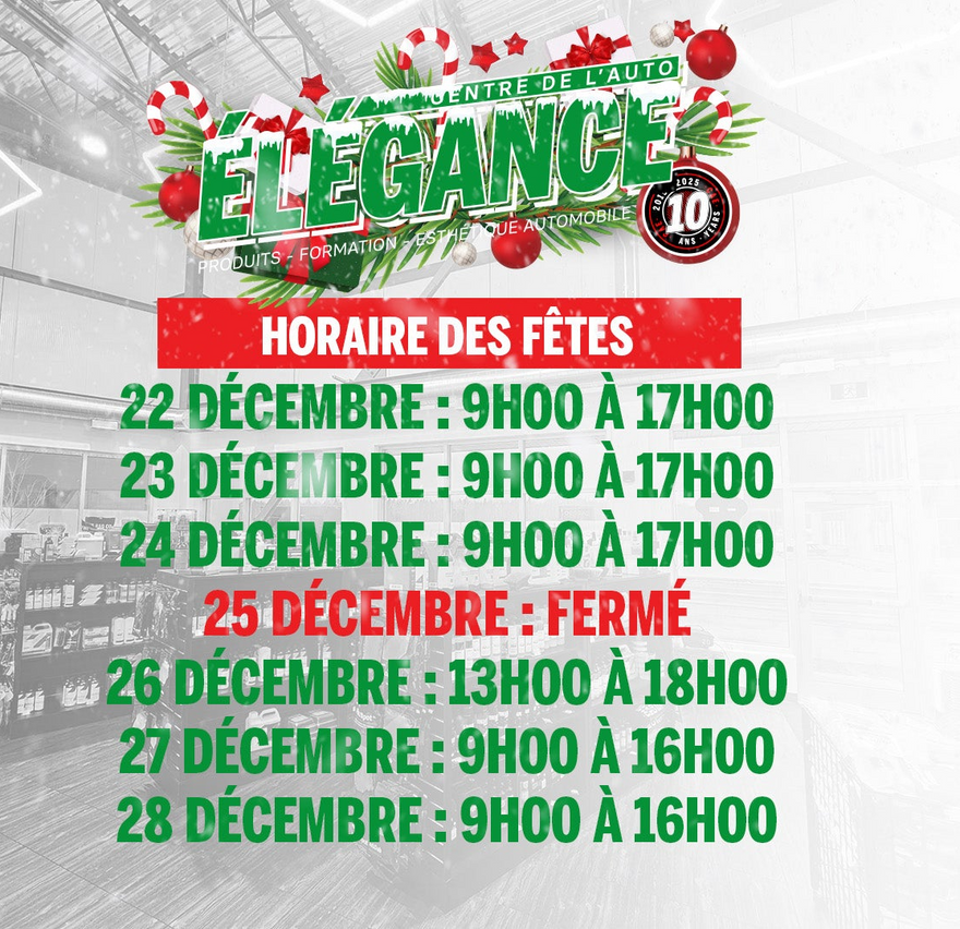 Horaire des fêtes