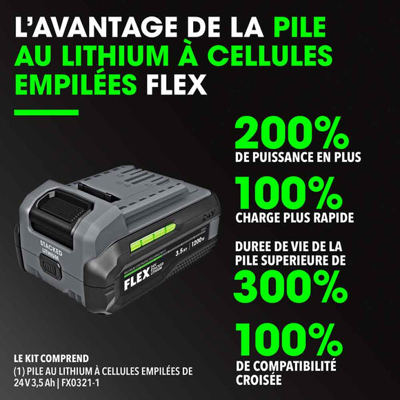 FLEX - Kit de démarrage chargeur rapide avec pile au lithium 24V
