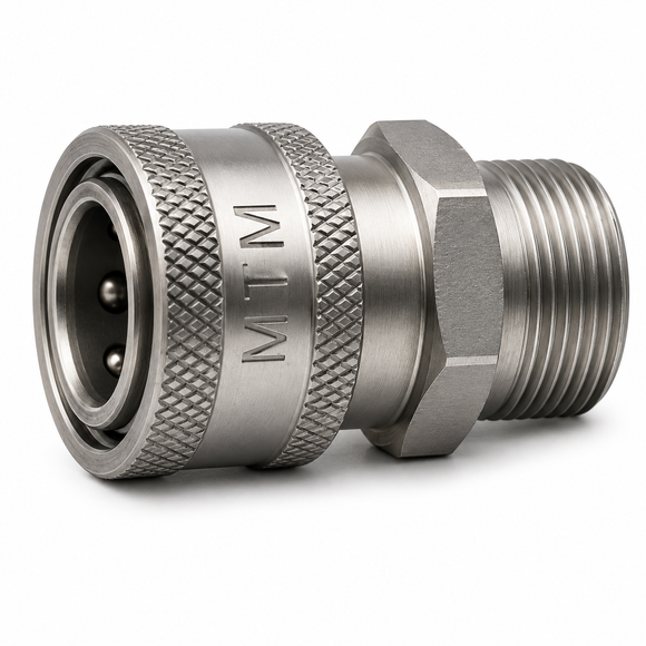 MTM HYDRO - 3/8 QC X M22 PLUG (Stainless Steel Quick Coupler)