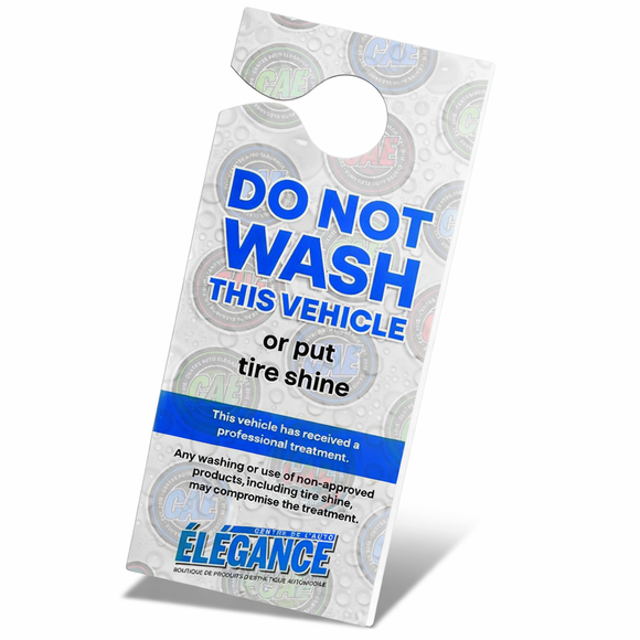 CAE - Rearview Mirror Sign (Do Not Wash Vehicle)